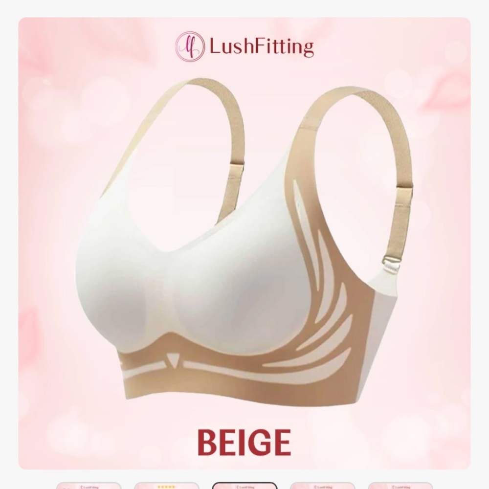 NWT THREE LUSHFITTING Cream and Beige Powerful Push Up Seamless Bra